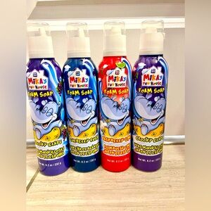 MIKA'S FUN HOUSE Foam Soap Assorted. 2 grape. 1 raspberry lime. 1 blueberry.